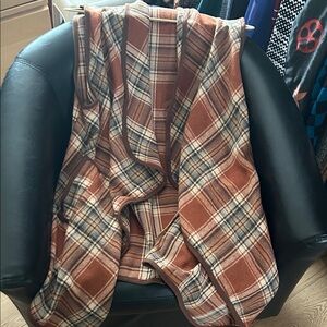 Source Unknown Plaid Cape in Brown and Cream